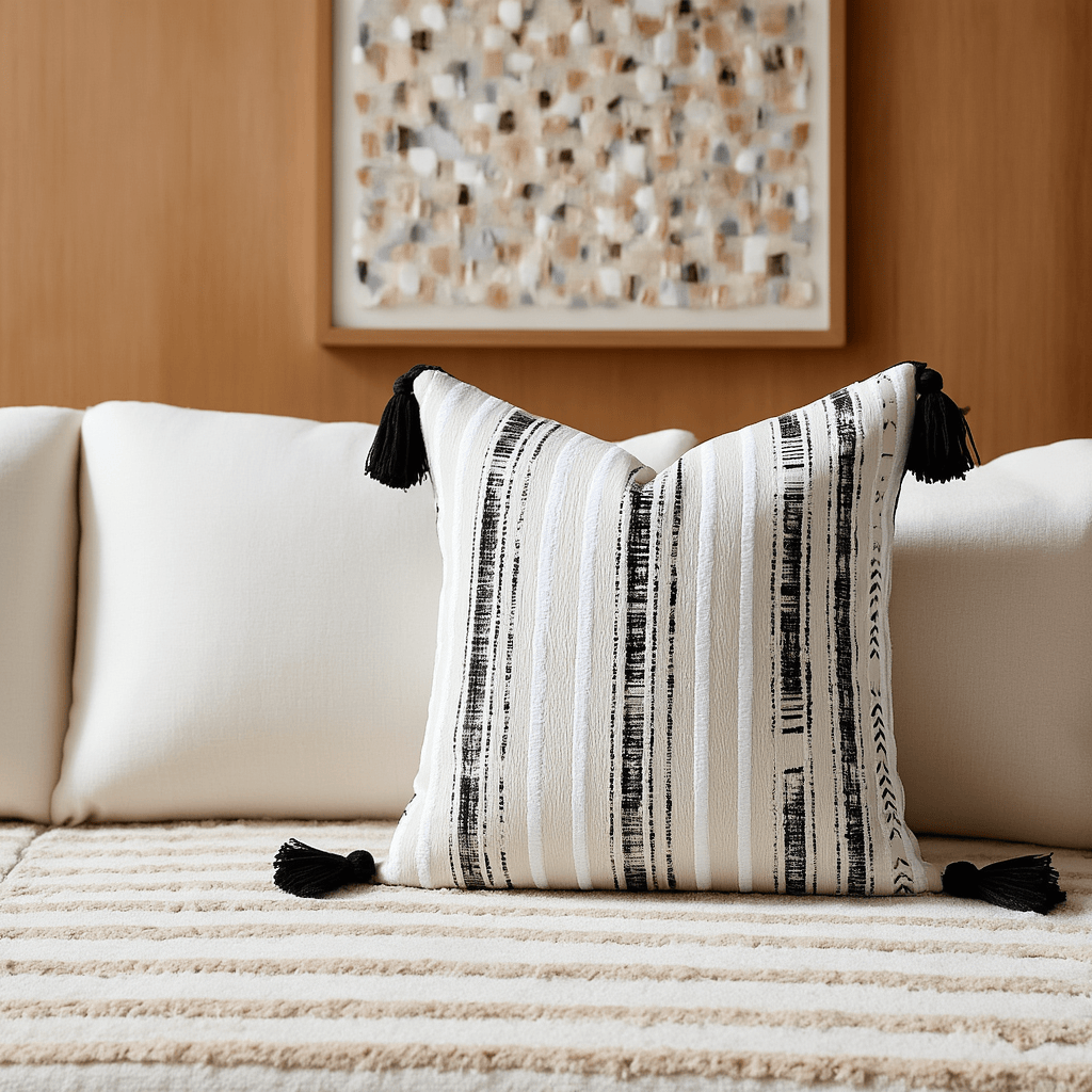 Wd28Ba Gold Brown Damask Chenille Striped Throw Cushion Cover – Custom Size (Cover Only, Tailor Made)
